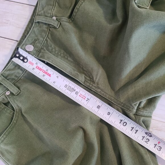 Forever 21 Cypress Cargo Denim Pants Wide Leg Ombre Green Pockets 25 Streetwear - Picture 5 of 10
